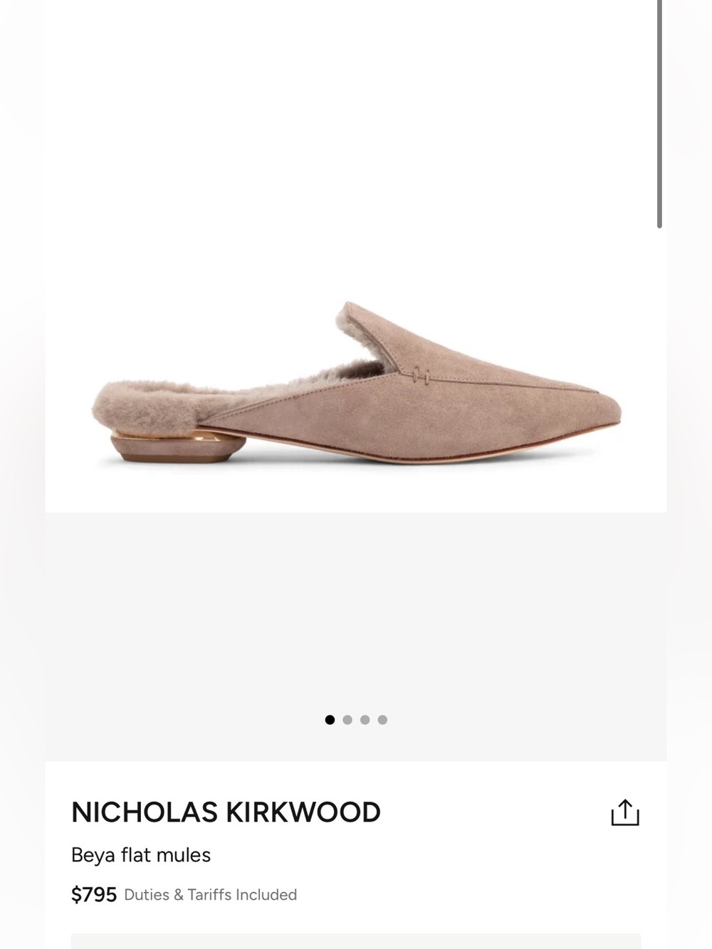Nicholas Kirkwood Beya Flat Mules in tan suede